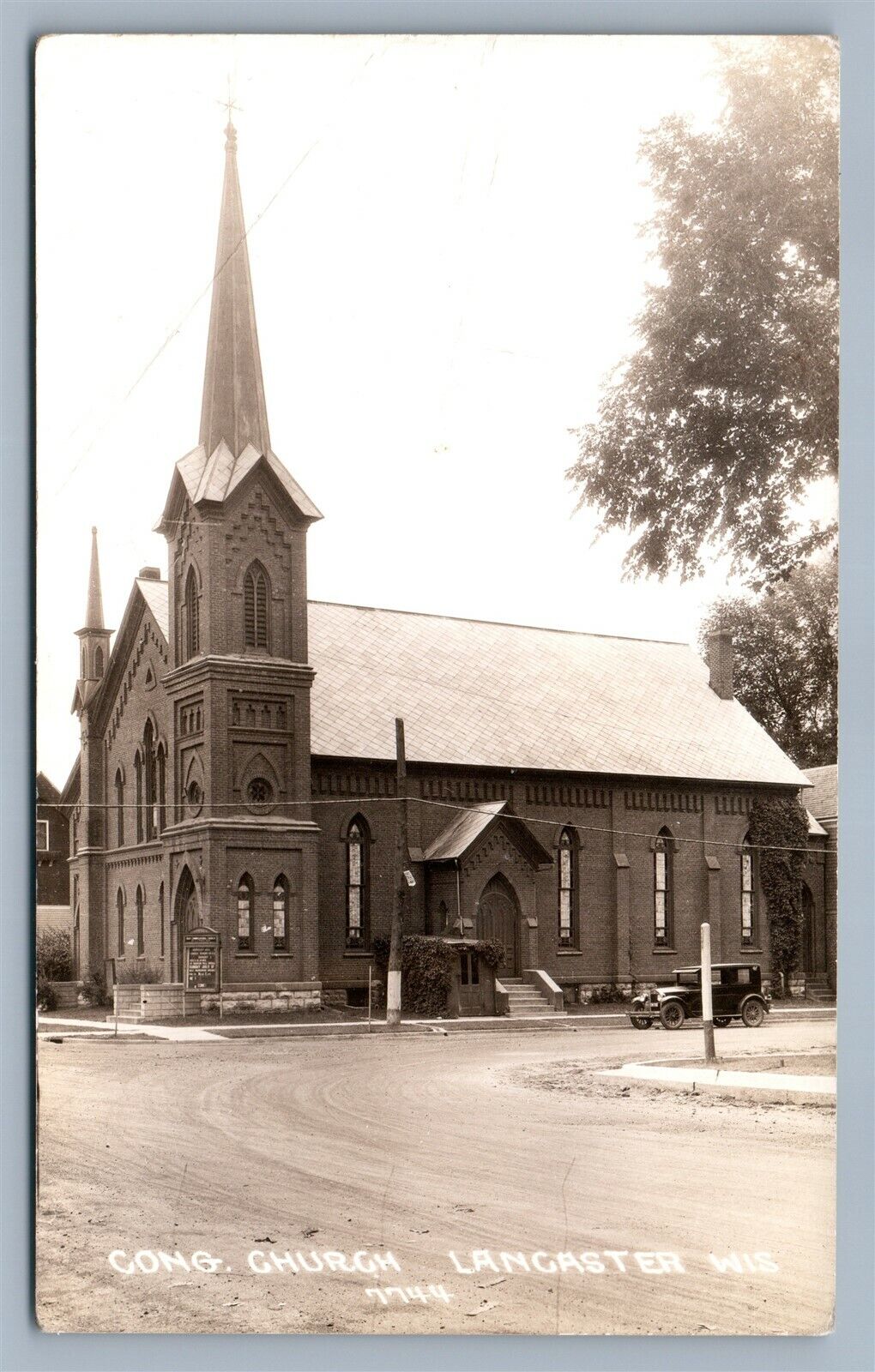 LANCASTER WI CONGREGATIONAL CHURCH ANTIQUE REAL PHOTO POSTCARD RPPC