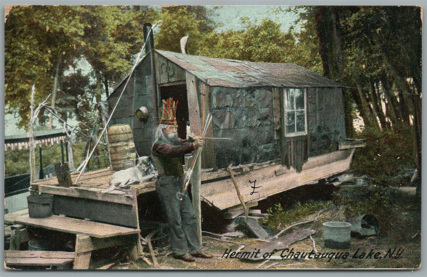 CHAUTAUQUA LAKE NY HERMIT ANTIQUE POSTCARD