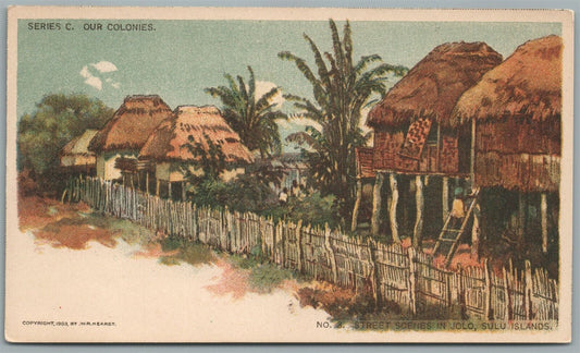 PHILIPPINES SULU ISLANDS No.3 STREET SCENES JOLO ANTIQUE POSTCARD OUR COLONIES