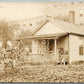 SOLDIERS AT HOME ENTRANCE ANTIQUE REAL PHOTO POSTCARD RPPC