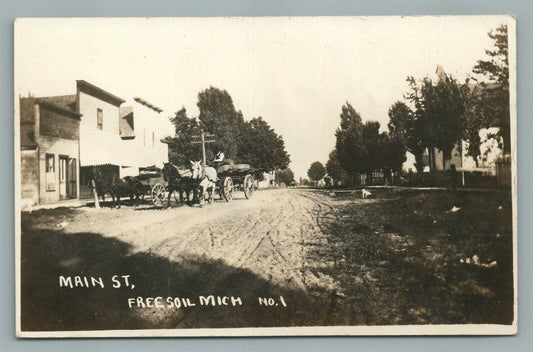 FREESOIL MI MAIN STREET ANTIQUE REAL PHOTO POSTCARD RPPC