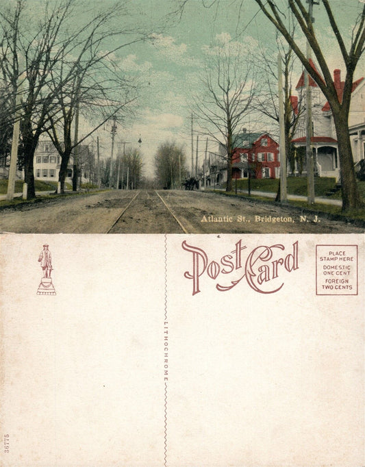 BRIDGETON N.J. ATLANTIC STREET ANTIQUE POSTCARD