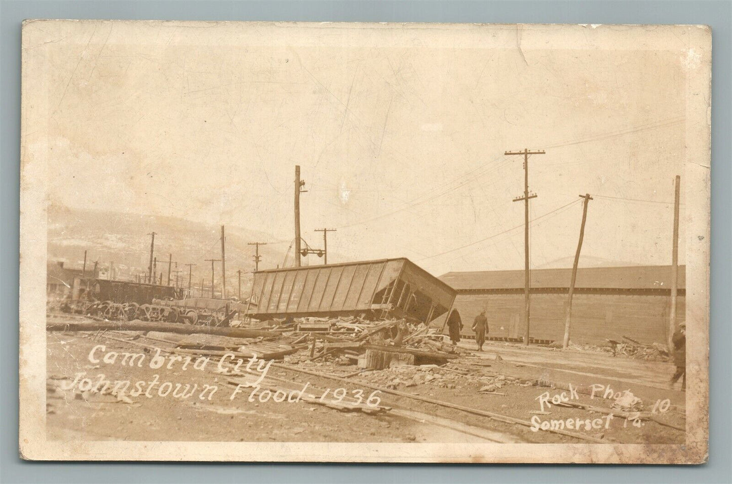 CAMBRIA CITY PA JOHNSTOWN FLOOD 1936 ANTIQUE REAL PHOTO POSTCARD RPPC