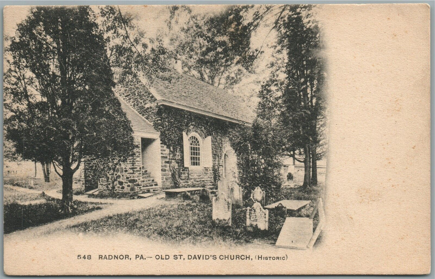 RADNOR PA OLD ST. DAVID'S CHURCH & CEMETERY ANTIQUE POSTCARD