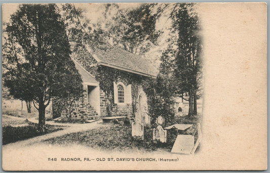 RADNOR PA OLD ST. DAVID'S CHURCH & CEMETERY ANTIQUE POSTCARD
