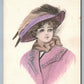 HAND PAINTED BEAUTIFUL LADY ORIGINAL ARTWORK ANTIQUE POSTCARD