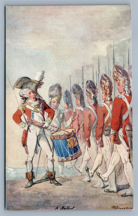 MILITARY PARADE w/ DRUMMER BRITISH ANTIQUE POSTCARD