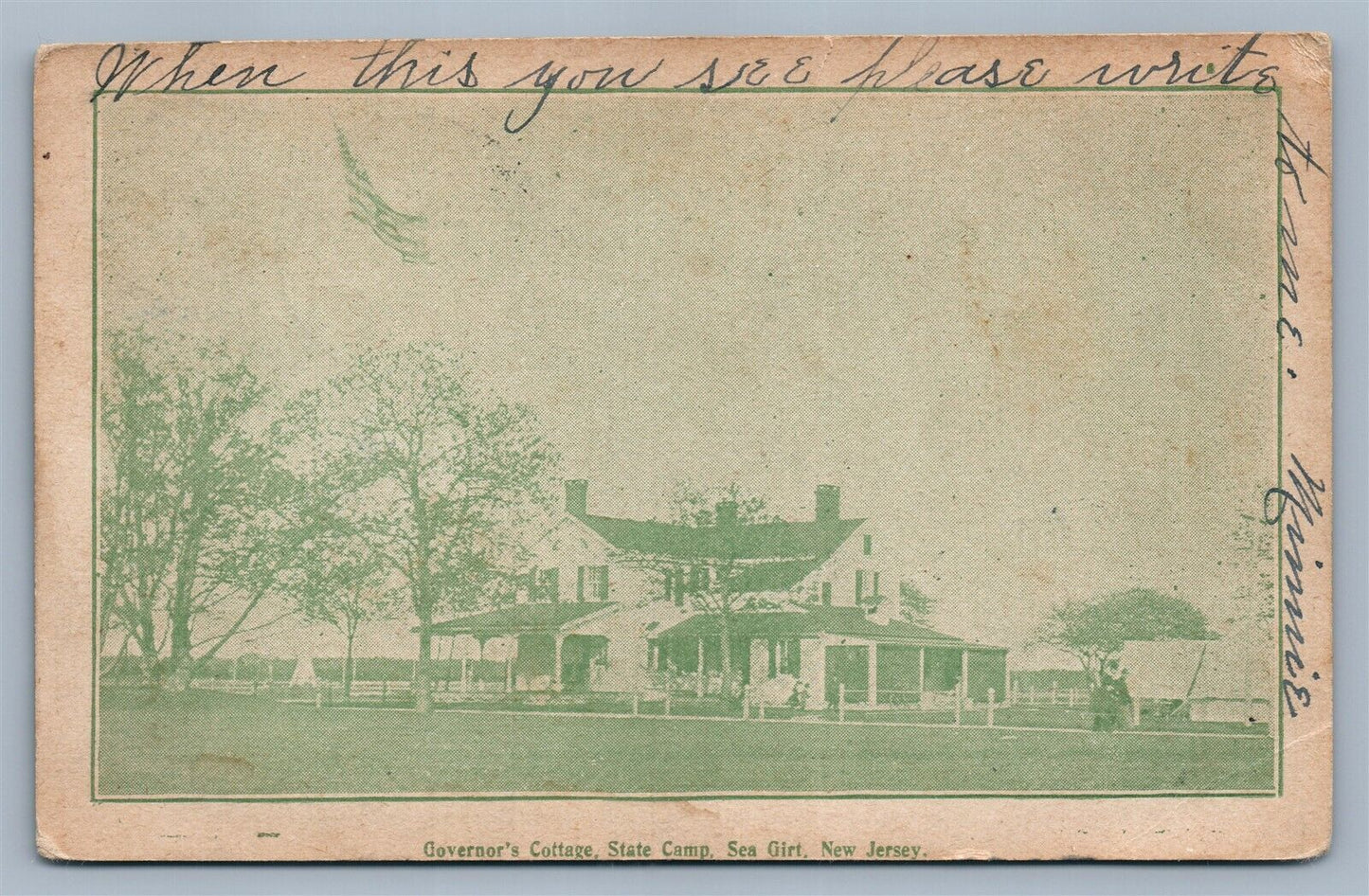 SEA GIRT NJ GOVERNOR'S COTTAGE STATE CAMP ANTIQUE POSTCARD