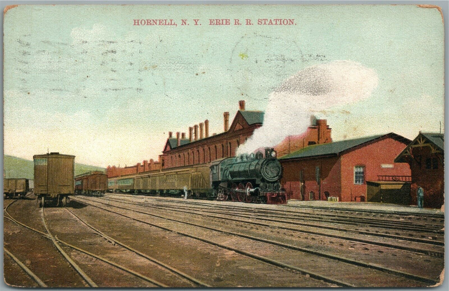 HORNELL NY RAILROAD STATION RAILWAY DEPOT ANTIQUE POSTCARD