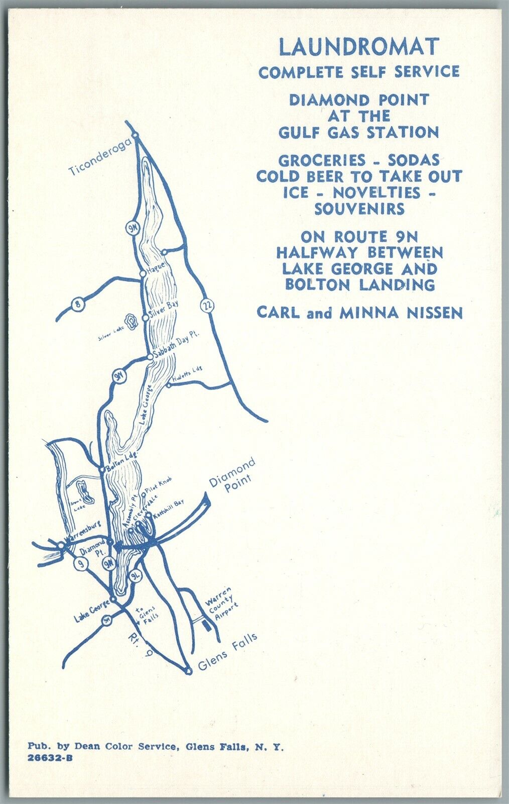 GLEN FALLS NY GULF GAS STATION ADVERTISING VINTAGE POSTCARD