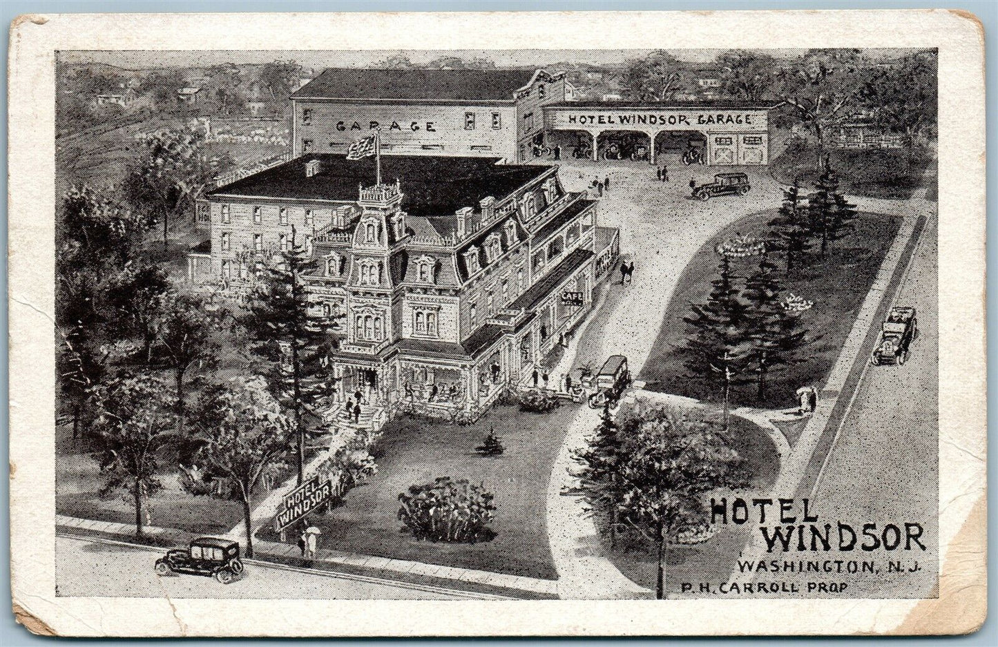 WASHINGTON NJ HOTEL WINDSOR 1933 ANTIQUE POSTCARD