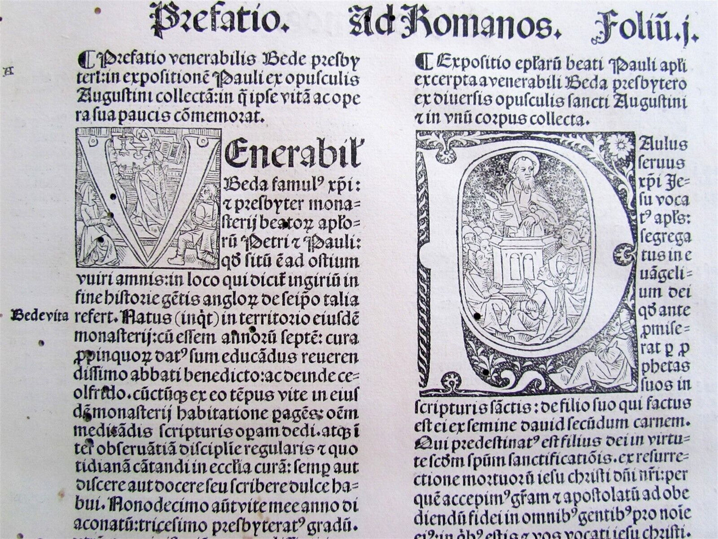 1499 INCUNABULA FOLIO antique Sacred letters of St.Paul interpretation INCUNABLE