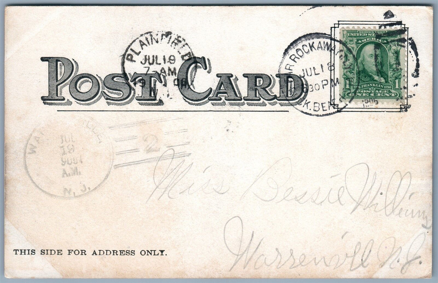 ARVERNE HOTEL LONG ISLAND NY 1906 UNDIVIDED ANTIQUE POSTCARD