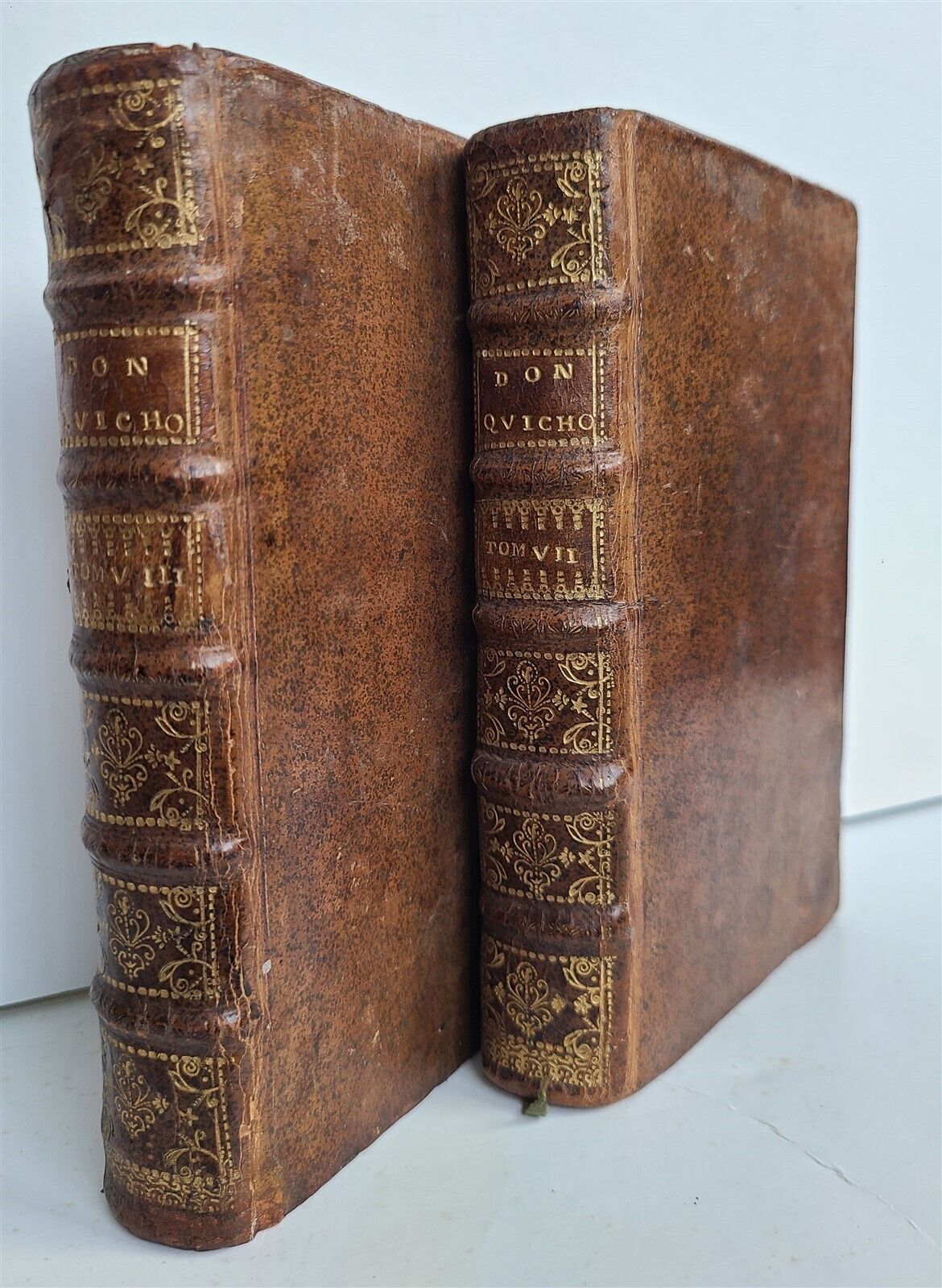 1716 DON QUIXOTE DE LA MANCHE 2 VOLS antique ILLUSTRATED RARE FRENCH EDITION