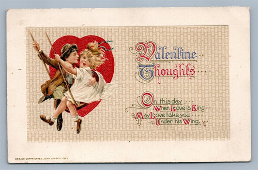 VALENTINE'S THOUGTHS 1913 EMBOSSED ANTIQUE POSTCARD by JOHN WINSCH