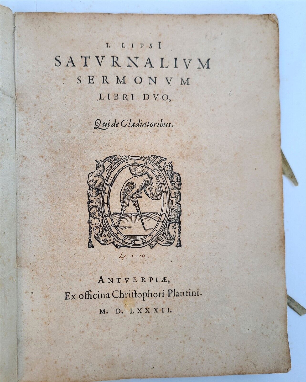 1582 ROMAN GLADIATORS HISTORY antique VELLUM BINDING 1st edition PLANTIN 16th C.