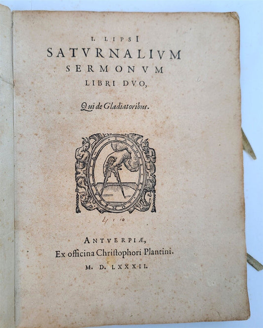 1582 ROMAN GLADIATORS HISTORY antique VELLUM BINDING 1st edition PLANTIN 16th C.