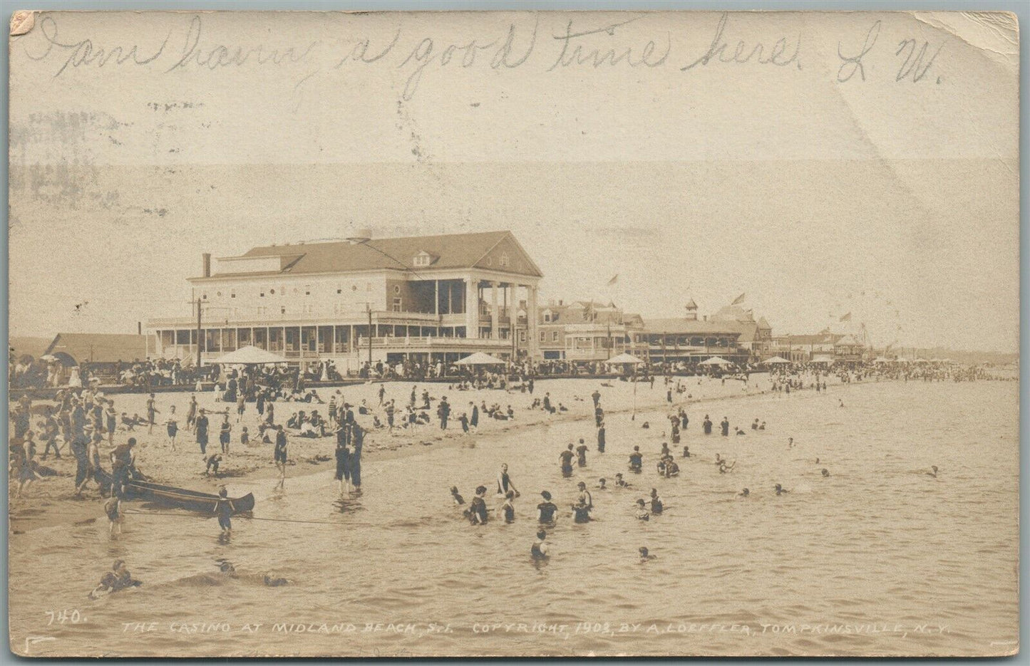 TOMPKINSVILLE NY CASINO AT MIDLAND BEACH ANTIQUE REAL PHOTO POSTCARD RPPC