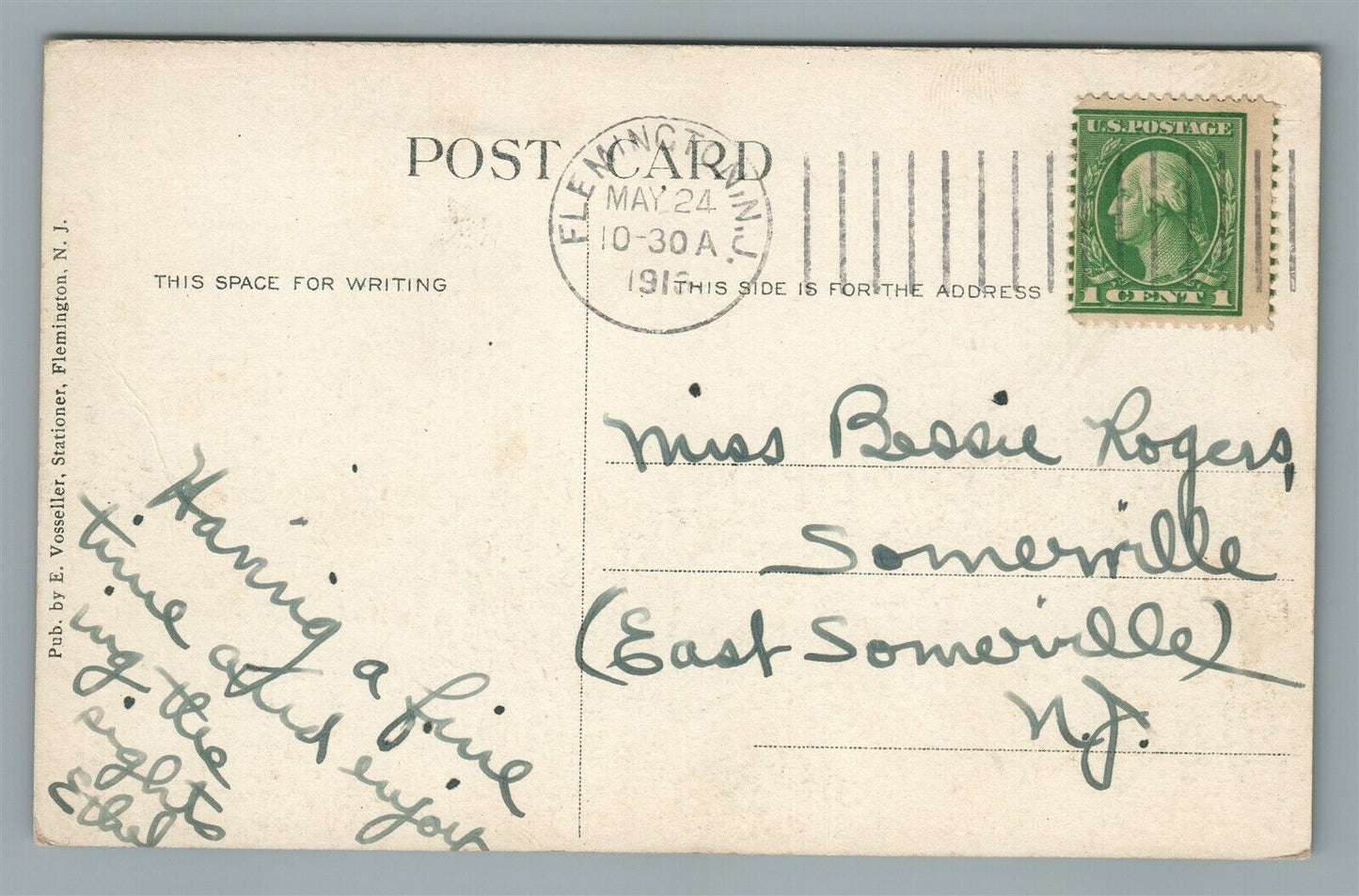FLEMINGTON NJ BIRDS EYE VIEW ANTIQUE POSTCARD