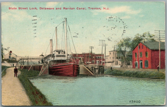 TRENTON NJ STATE STREET LOCK ANTIQUE POSTCARD