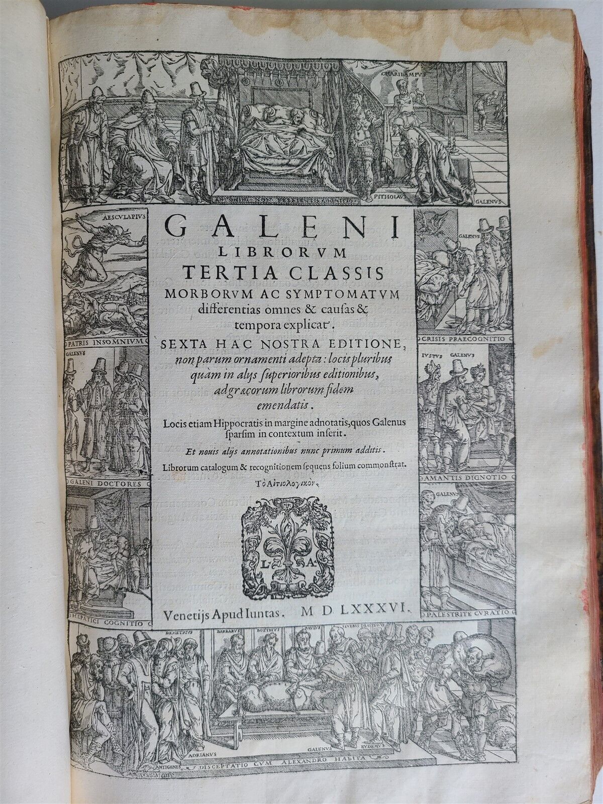 1586 RENAISSANCE EDITION OF GALEN antique FOLIO 16th century FAMOUS MEDICAL WORK