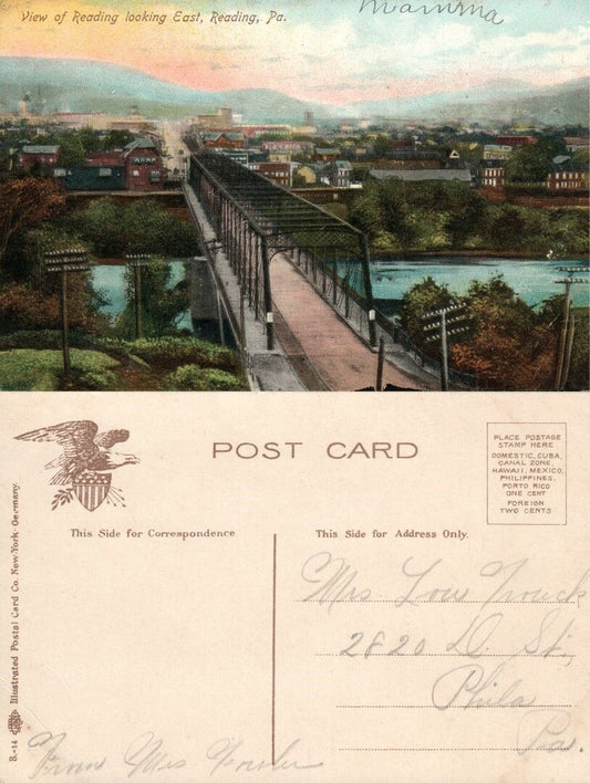 READING PA VIEW ANTIQUE POSTCARD