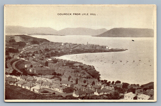 SCOTLAND UK GOUROCK FROM LYLE HILL ANTIQUE POSTCARD