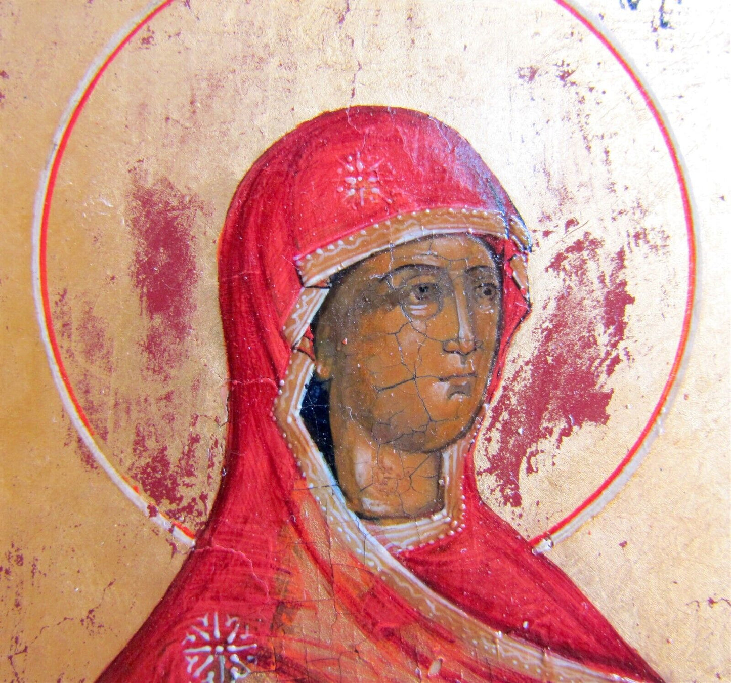 RUSSIAN ICON of BOGOLUBOVO MOTHER OF GOD antique 19th CENTURY painted on gold