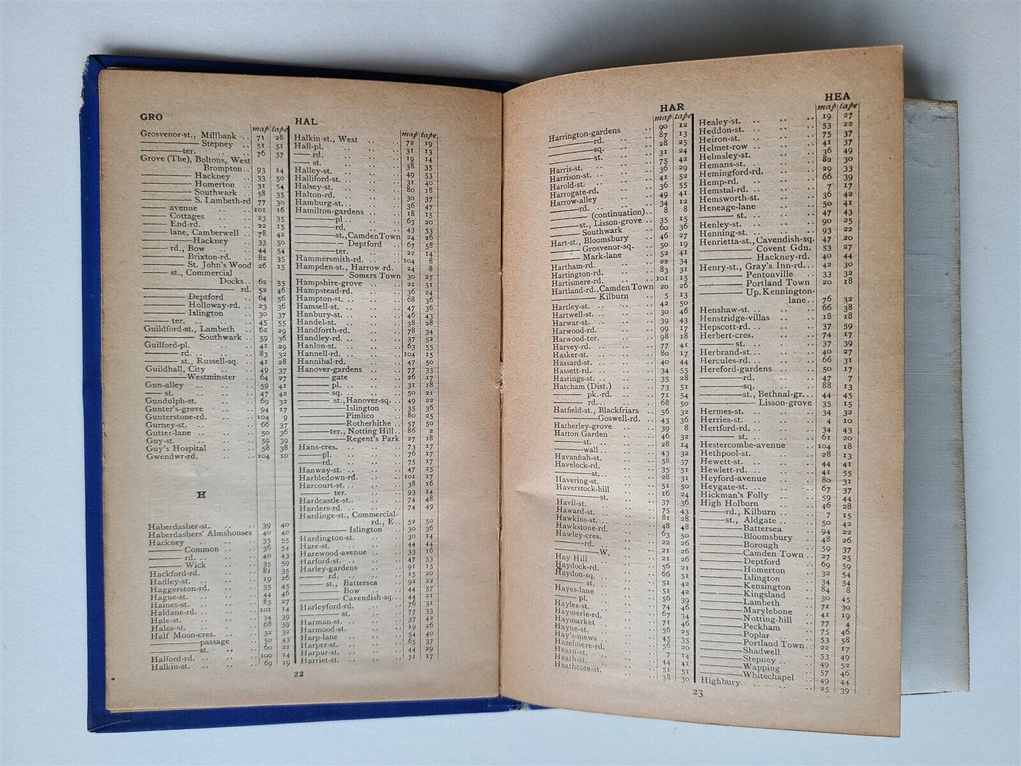 1890 TAPE INDICATOR MAP OF LONDON antique