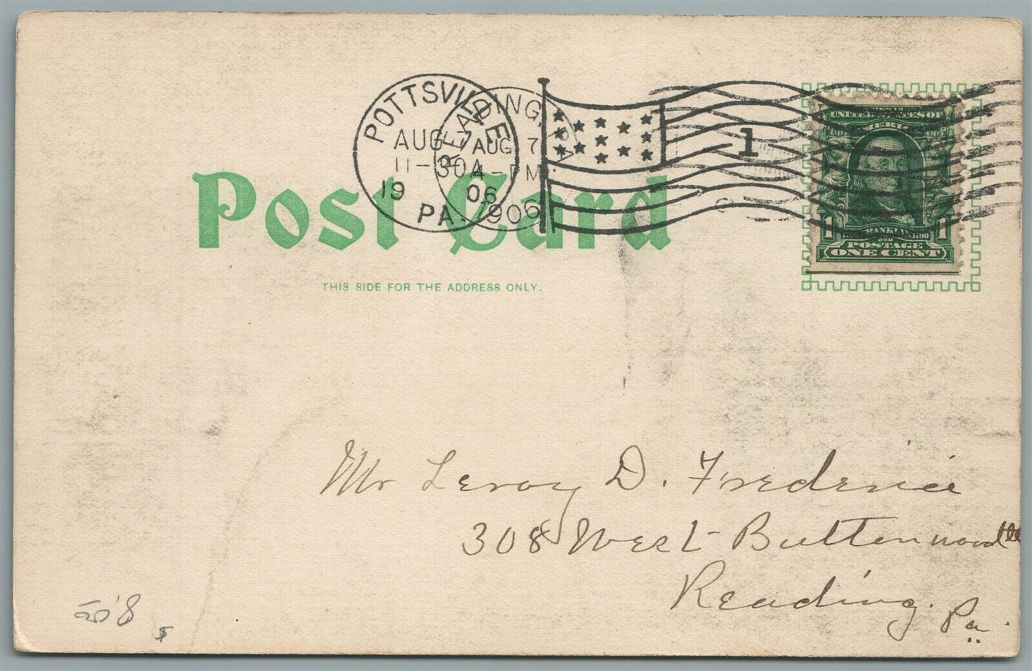 POTTSVILLE PA GAP ANTIQUE POSTCARD