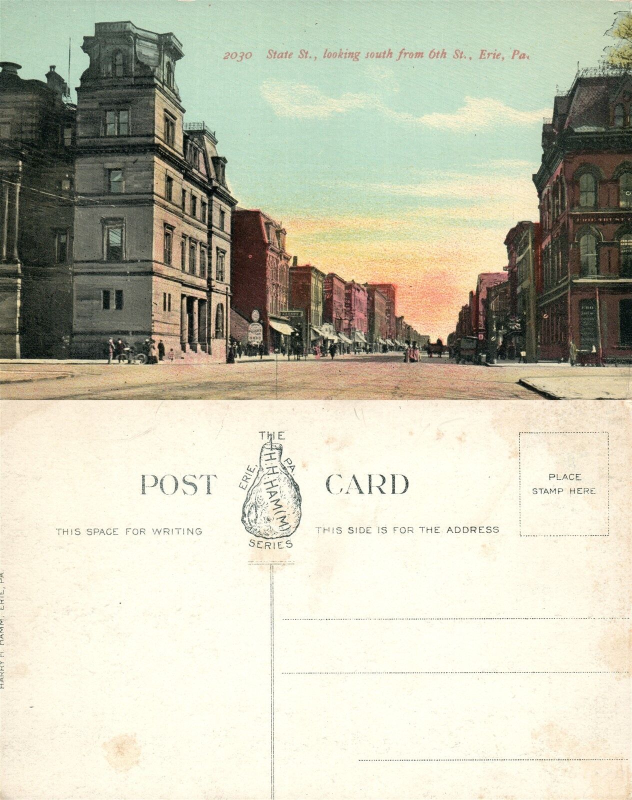ERIE PA STATE STREET ANTIQUE POSTCARD