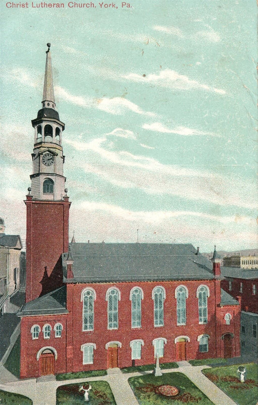 YORK PA CHRIST LUTHERAN CHURCH ANTIQUE POSTCARD CORK CANCEL