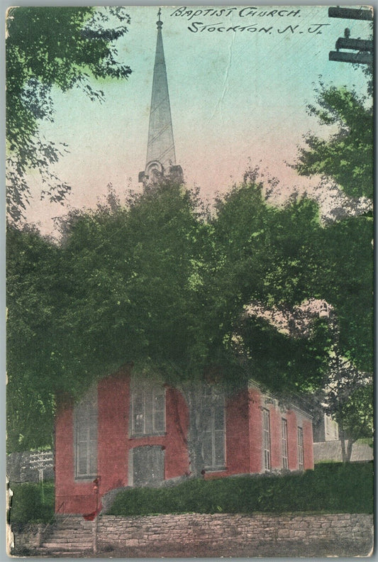 STOCKTON NJ BAPTIST CHURCH ANTIQUE POSTCARD