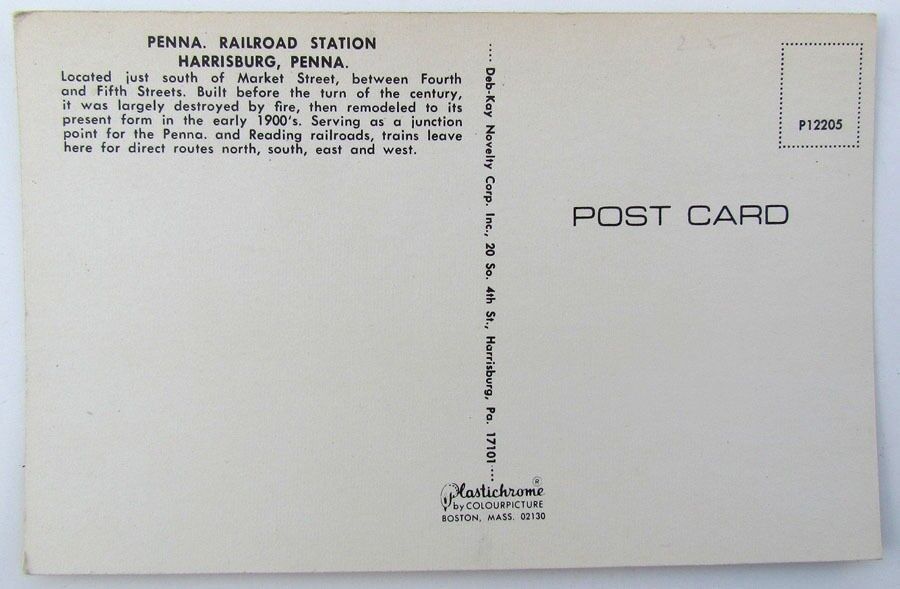 VINTAGE POSTCARD PENNA RAILROAD STATION HARRISBURG PA train railway