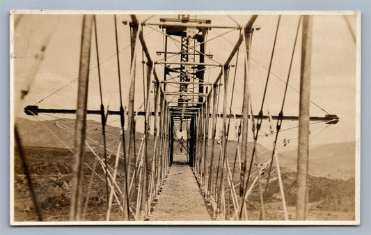 SOLDIER on the BRIDGE ANTIQUE REAL PHOTO POSTCARD RPPC