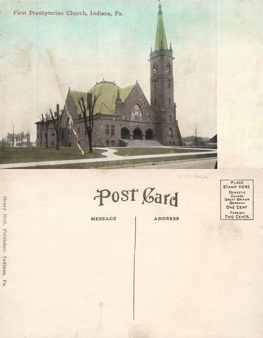 INDIANA PA FIRST PRESBYTERIAN CHURCH ANTIQUE POSTCARD