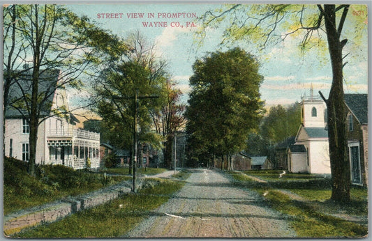 PROMPTON PA WAYNE CO. STREET VIEW ANTIQUE POSTCARD