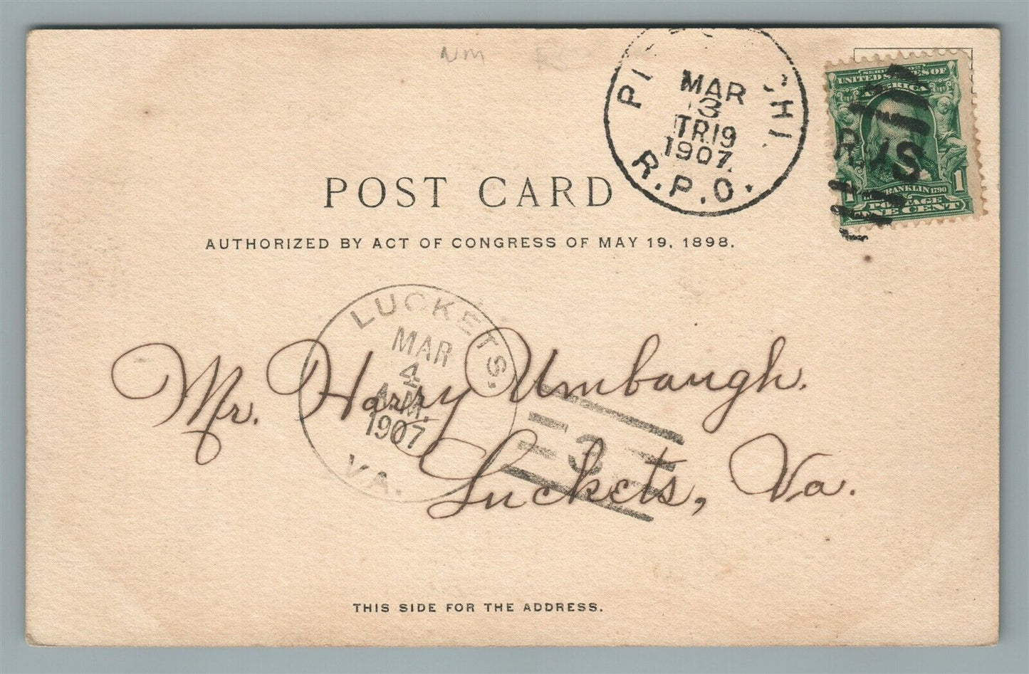 ROCHESTER PA ADAMS ST. FROM BRIGHTON STREET ANTIQUE POSTCARD