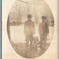 BOYS w/ DOG ANTIQUE REAL PHOTO POSTCARD RPPC