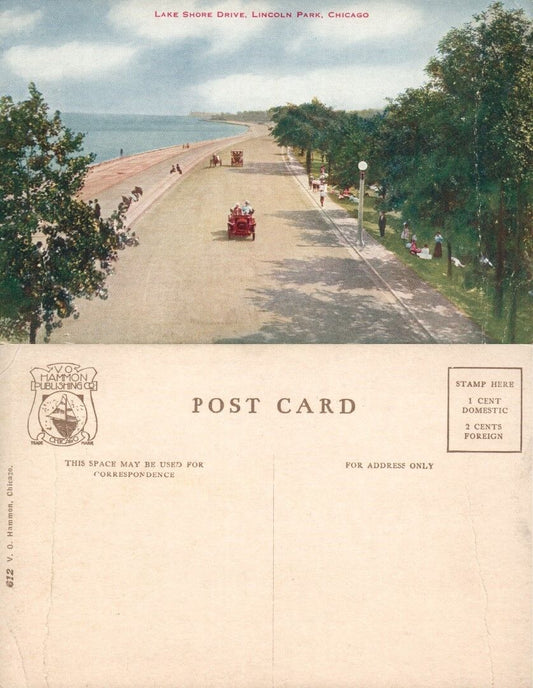 CHICAGO IL LAKE SHORE DRIVE LINCOLN PARK ANTIQUE POSTCARD