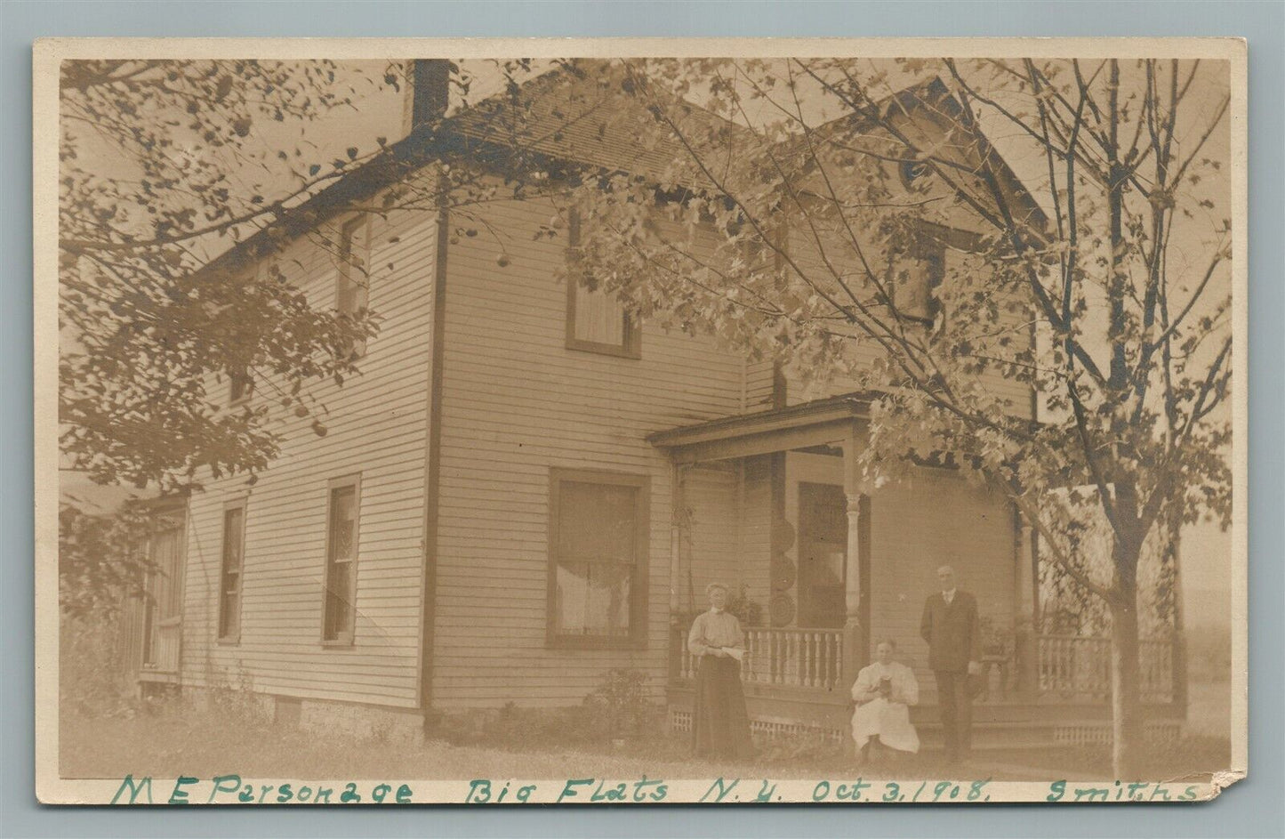 BIG FLATS NY M.E. PARSONAGE ANTIQUE REAL PHOTO POSTCARD RPPC
