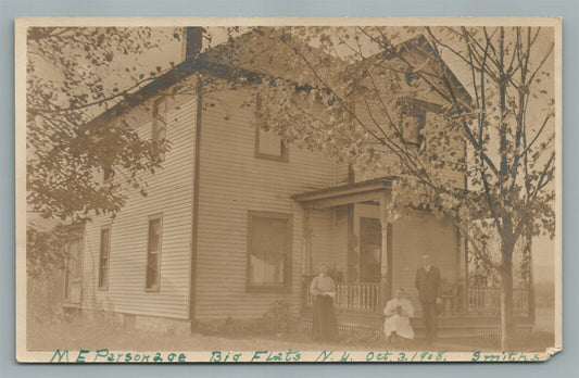 BIG FLATS NY M.E. PARSONAGE ANTIQUE REAL PHOTO POSTCARD RPPC