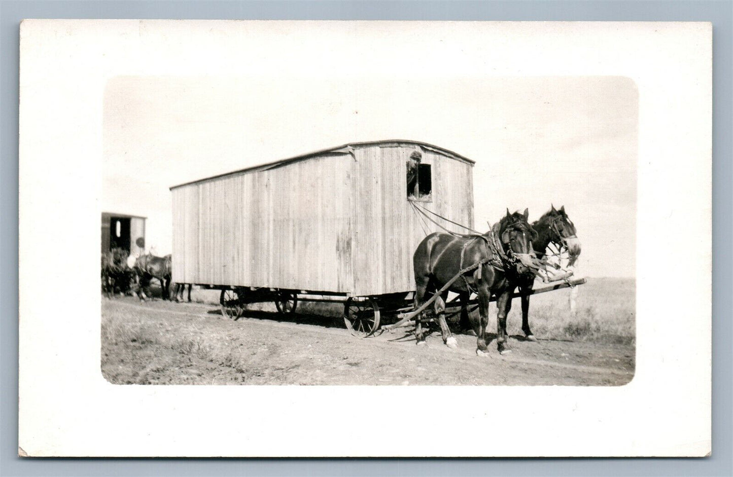 MOVING THE SHED HORSE DRAWN ANTIQUE REAL PHOTO POSTCARD RPPC