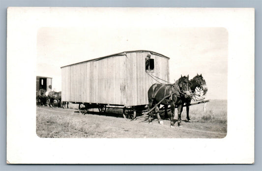 MOVING THE SHED HORSE DRAWN ANTIQUE REAL PHOTO POSTCARD RPPC