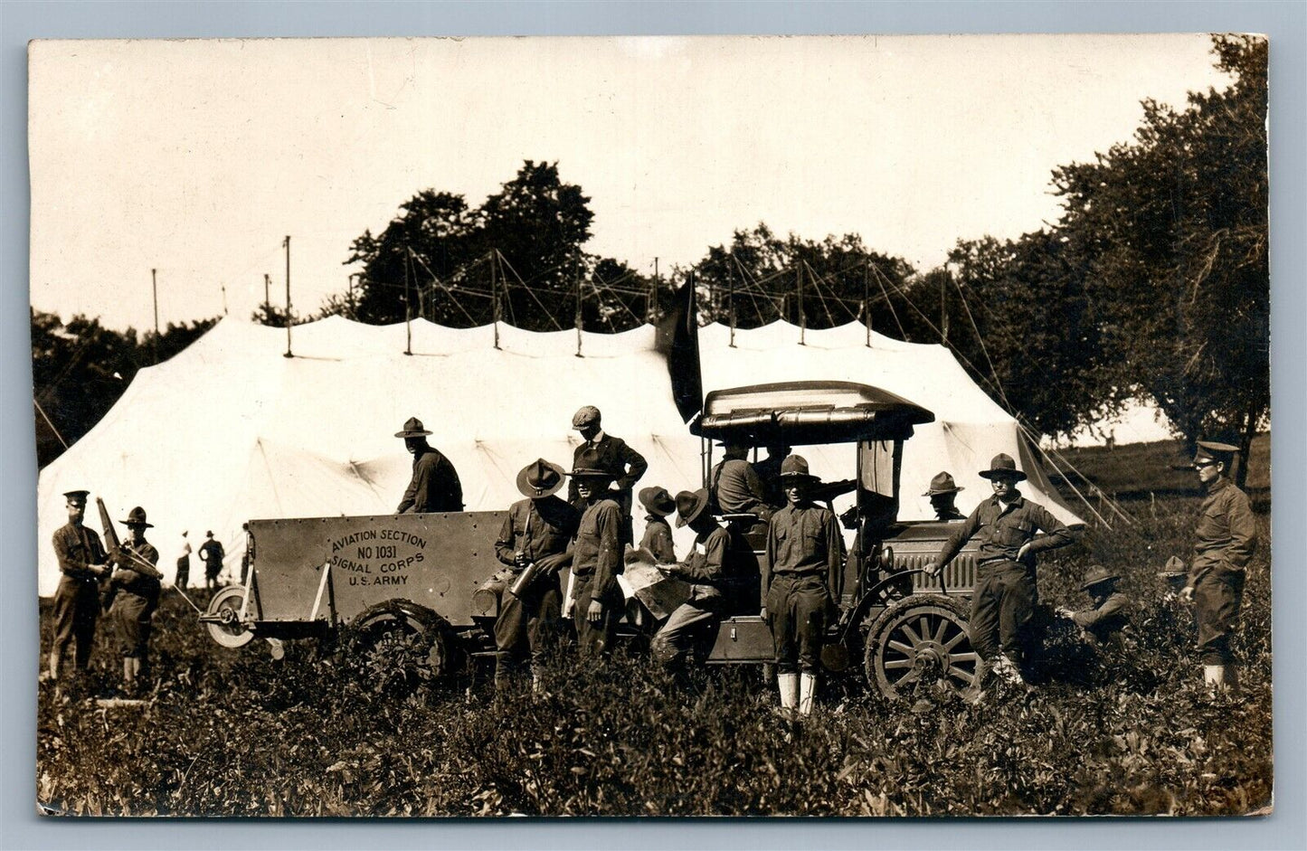 MILITARY TRUCK US ARMY AVIATION SECTION ANTIQUE REAL PHOTO POSTCARD RPPC