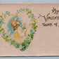 MY VALENTINE THINK OF ME ANTIQUE POSTCARD PRINTED ON SILK