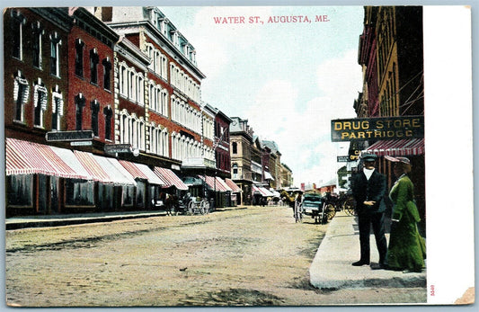 AUGUSTA ME WATER STREET ANTIQUE POSTCARD