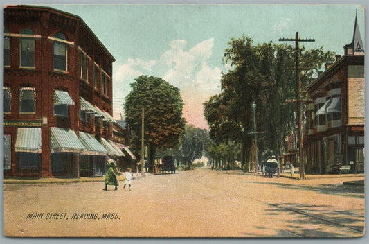 READING MA MAIN STREET ANTIQUE POSTCARD