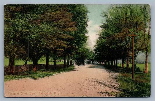 SOUTH FALLSBURG NY PLEASANT DRIVE ANTIQUE POSTCARD