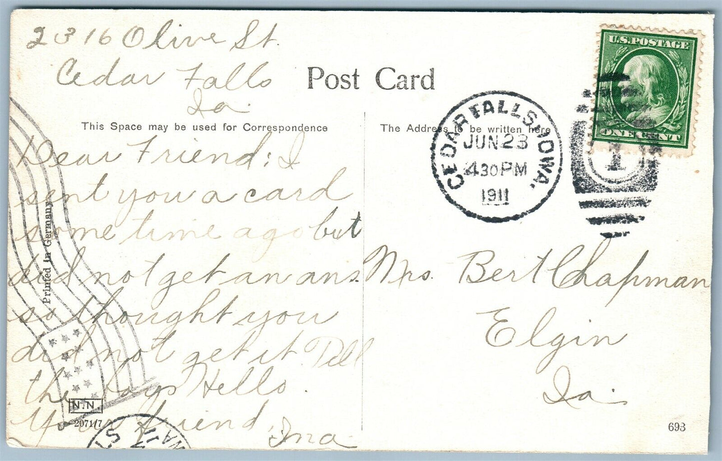 CEDAR FALLS IA IOWA STATE TEACHERS COLLEGE OFFICE ANTIQUE POSTCARD